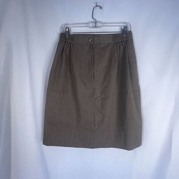 Bridgetown Collection Vintage Light Brown 100% Wool Aline Knee Length Skirt 14* - Picture 2 of 7